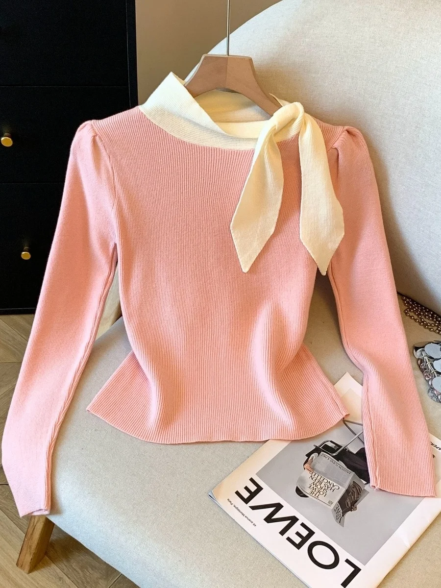 

Облегающий трикотаж, женский трикотаж с узлом, уникальный красивый, с застежкой на талии, для похудения, осень-зима, Faion для поездок на работу