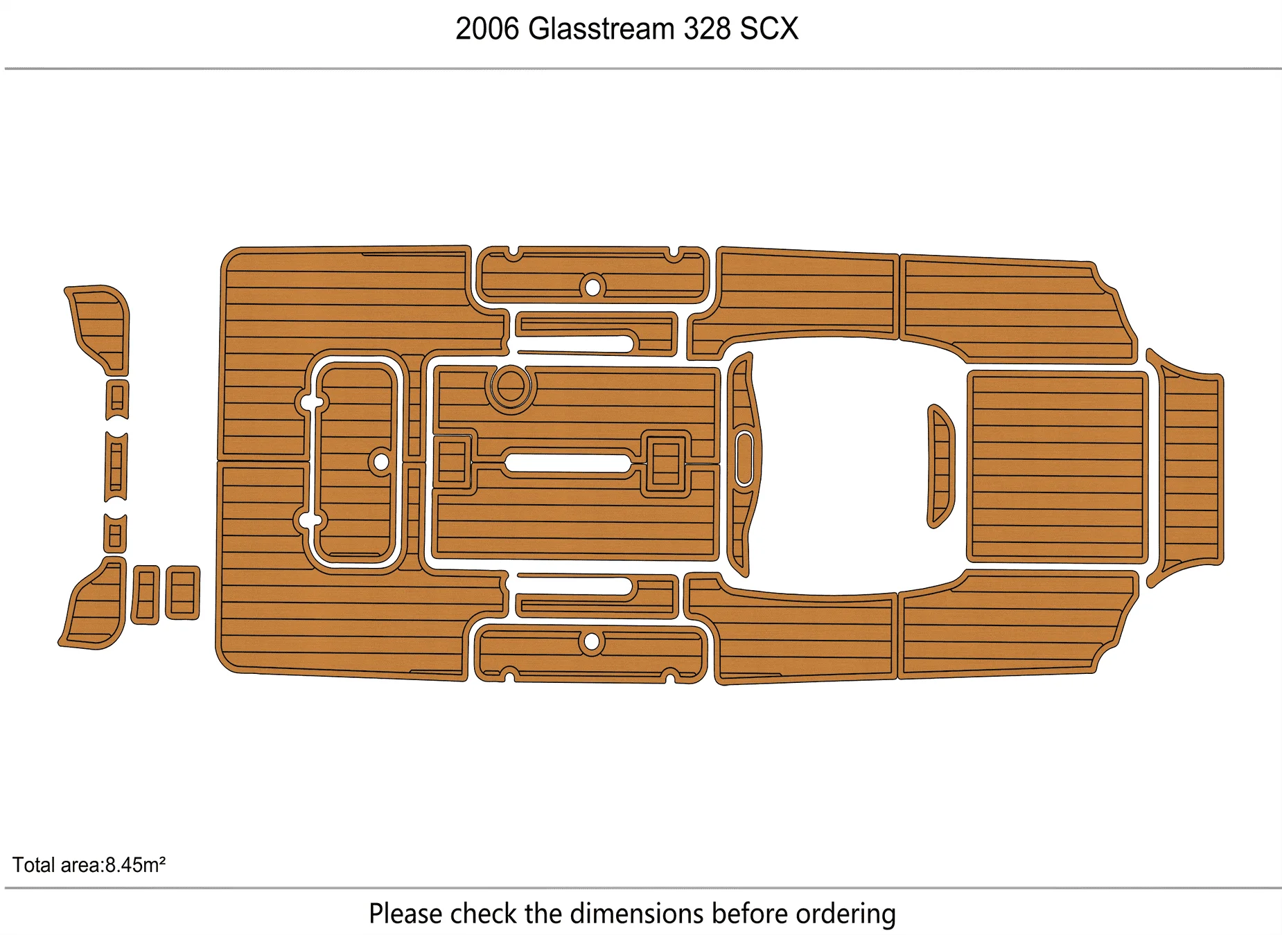 Marine Faux Teak EVA Non-Slip Mat -2006 Glasstream 328 SCX Self-Adhesive 1/4