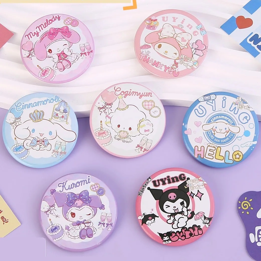 Fashion 7pcs Sanrio Kuromi Cinnamon Anime Badges Backpack Cartoon My Melody Pin Brooch Jewelry Jeans Accessories Kids Gift Toy