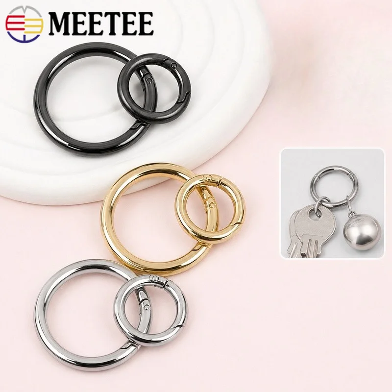 5/10Pcs 32/38/50mm Metal O Ring Buckles Openable Spring Gate Bag Strap Connector Keyring Pendant Leathercraft Carabiner Hardware