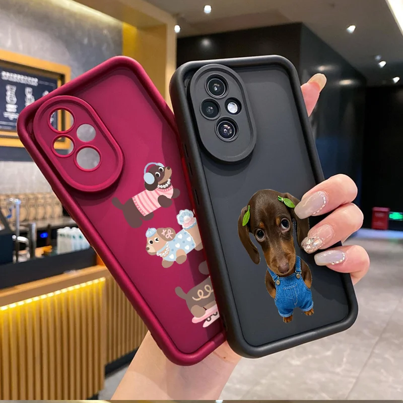 Funny Cartoon Dachshund Dog Couple Phone Case for Huawei Honor 200 100 90 80 400 Lite Magic 8 7 6 5 Pro 5G TPU Soft Cover Shell