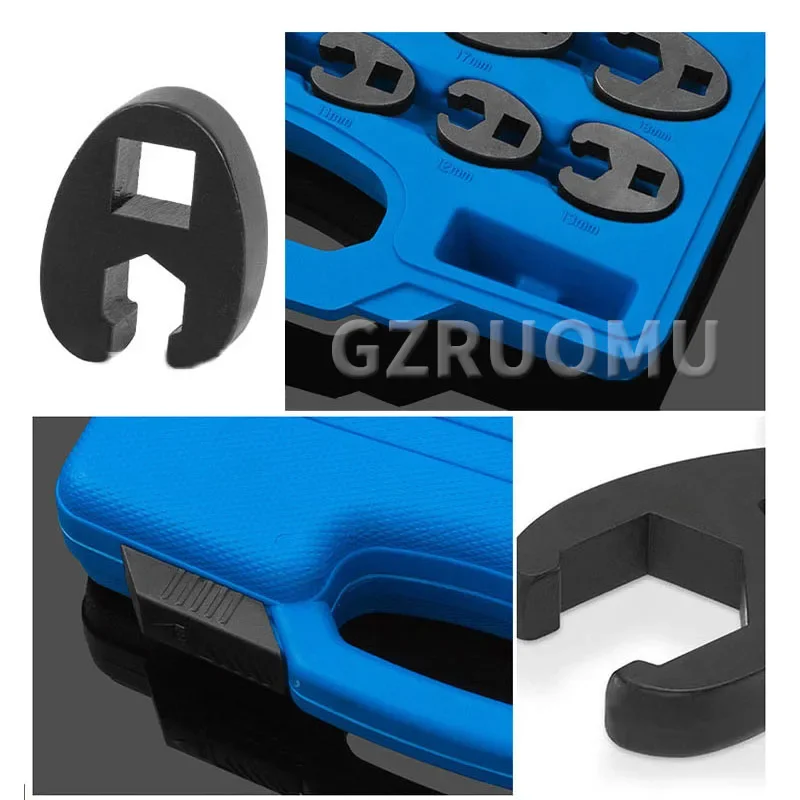

15 PCS Set Multifunctional Oil Pipe Open Wrench Nut Wrench Head Tight Space Special Tools 8-24MM U-shaped Joint With Storage Box
