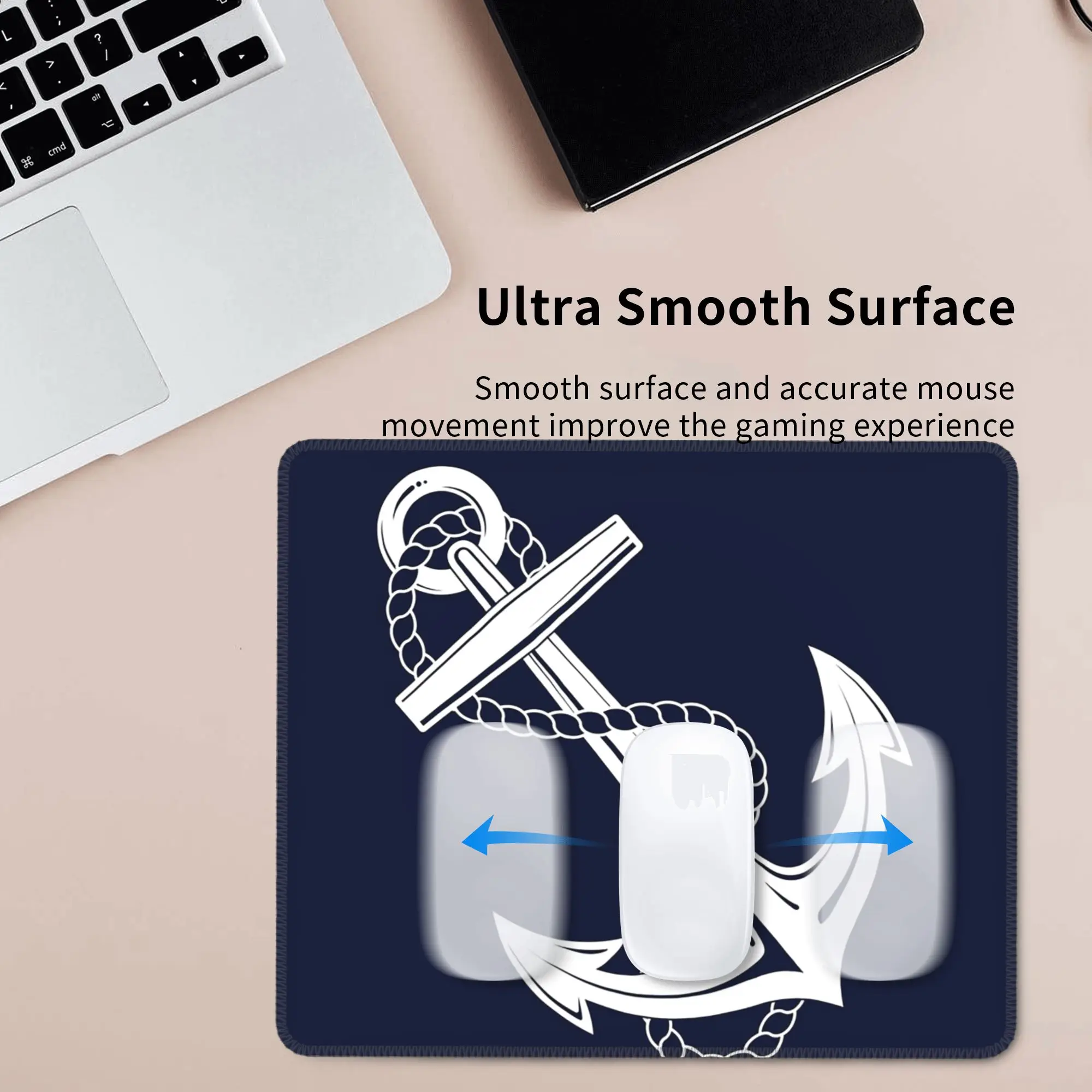 Navy Ship Anchor Theme Mouse Pad Computer Keyboard Mouse Mat Gaming PC Laptop Desk Mat Office Accessories Table Mats