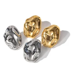 Intage Gold Plated Chunky Irregular Hammered Clip On Earrings For Women Minimalist Geometric Non Pierced Earrings Party Gift