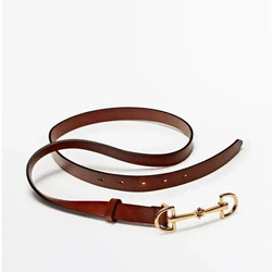 Genuine leather Thin Belt Women's Fashion Casual Accessories Luxury Design Girdle Korean Corset Adjustable Metal Buckle