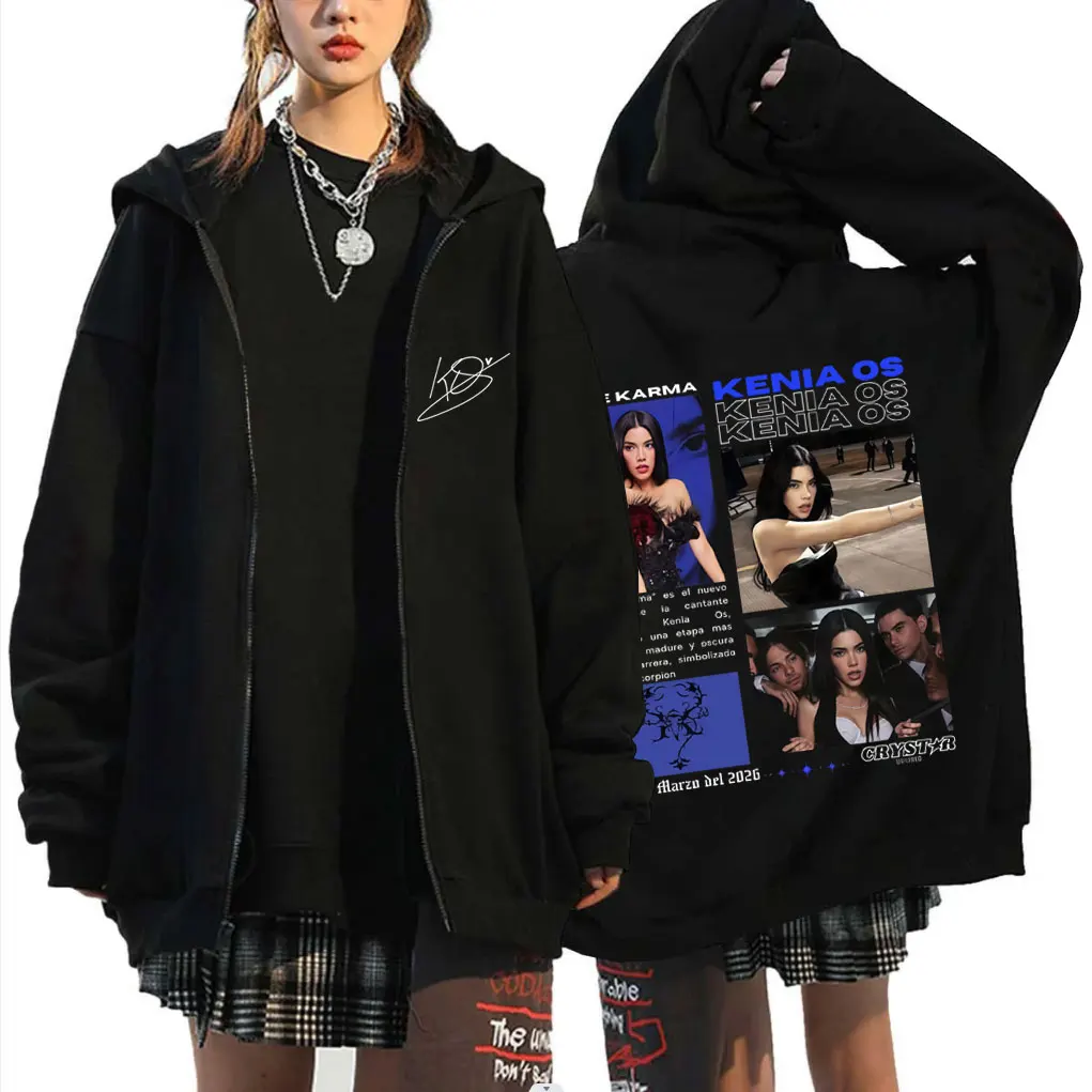 

Singer Kenia Os K De Karma Tour 2026 Zipper Hoodie Men Women Fashion Pop Music Zip Up Jacket Unisex Oversized Zip Up Sweatshirt