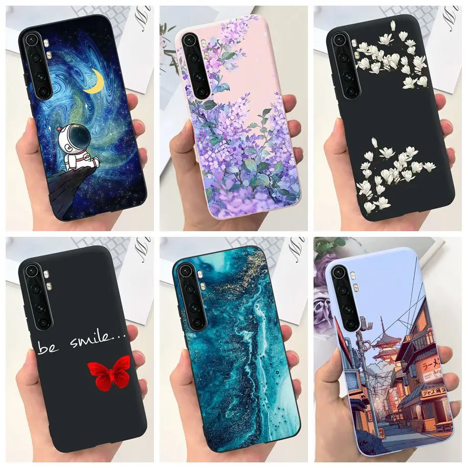 Para Xiaomi Mi Note 10 Lite Funda Popular mariposa flores Funda de teléfono suave funda protectora de silicona para Xiaomi Mi Note10 Lite Funda