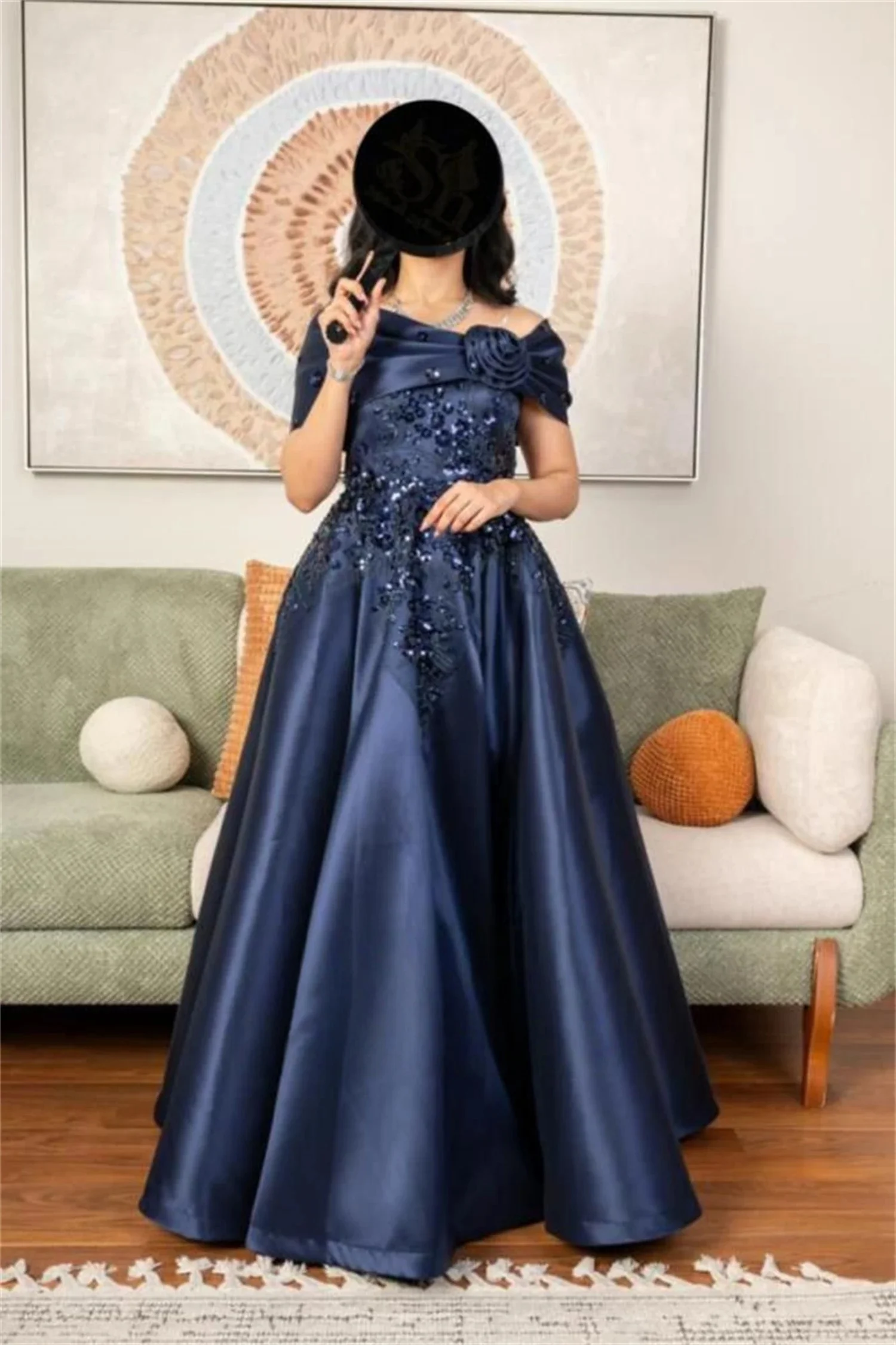 Blaues schulterfreies langes maßgeschneidertes Anlasskleid Abendkleider Abschlussball Pastrol Unisex Jersey Retro Dubai Saudi Arabisch Maßgeschneidert