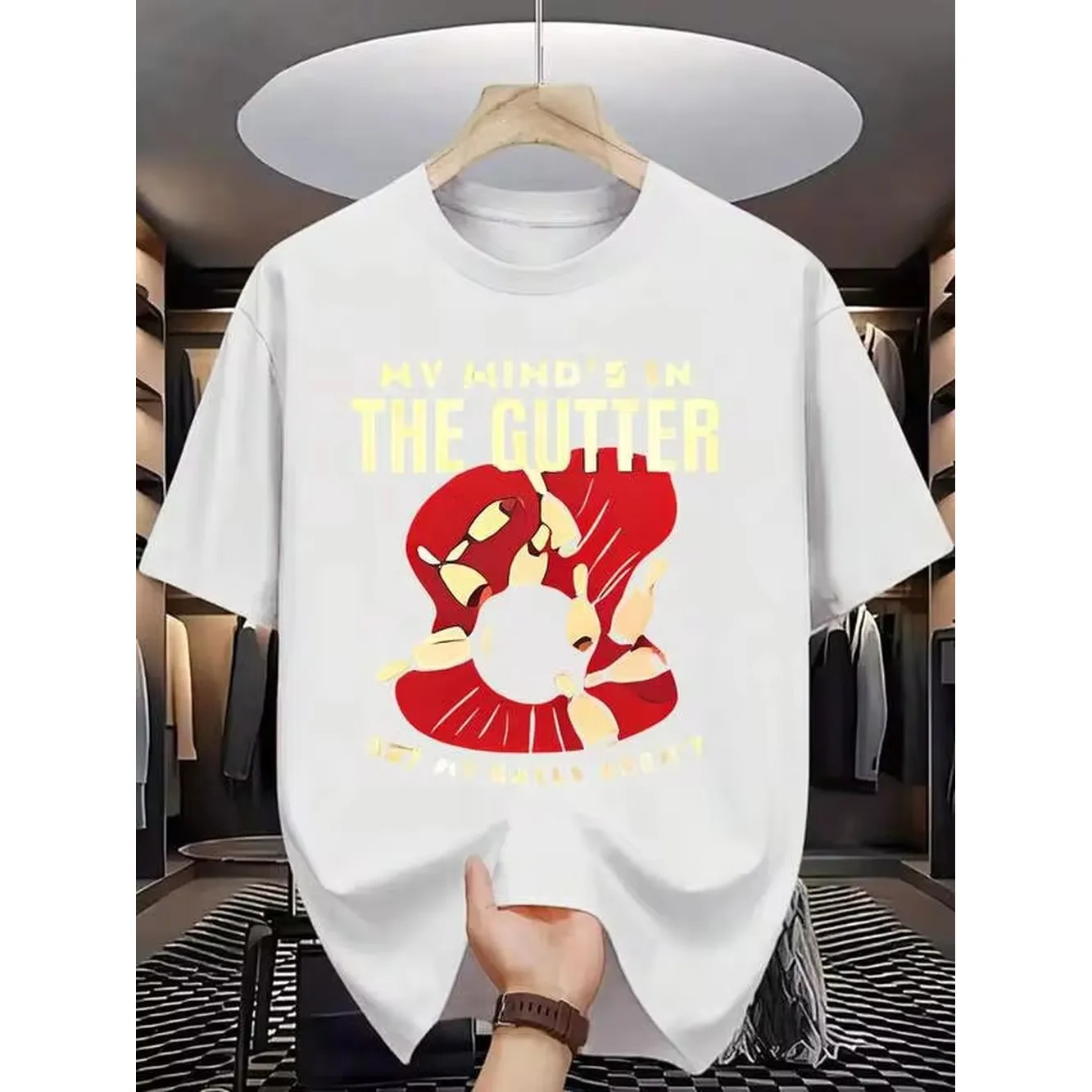 Men' Summer Short Sleeve T-Shirt With Letter '' Printing - Casual Round Neck Breathable Top, Regular Fit For Hot Weather | Machine Washable & Dry Suitable For Casual Attire, Office, Semi-Formal Occasions