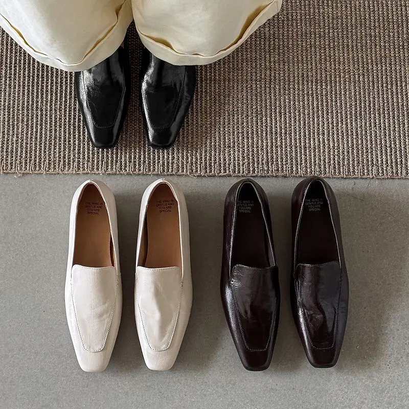 2026 new spring autumn women pumps natural leather 22-25cm split leather+sheepskin+pigskin square toe high heel women shoes