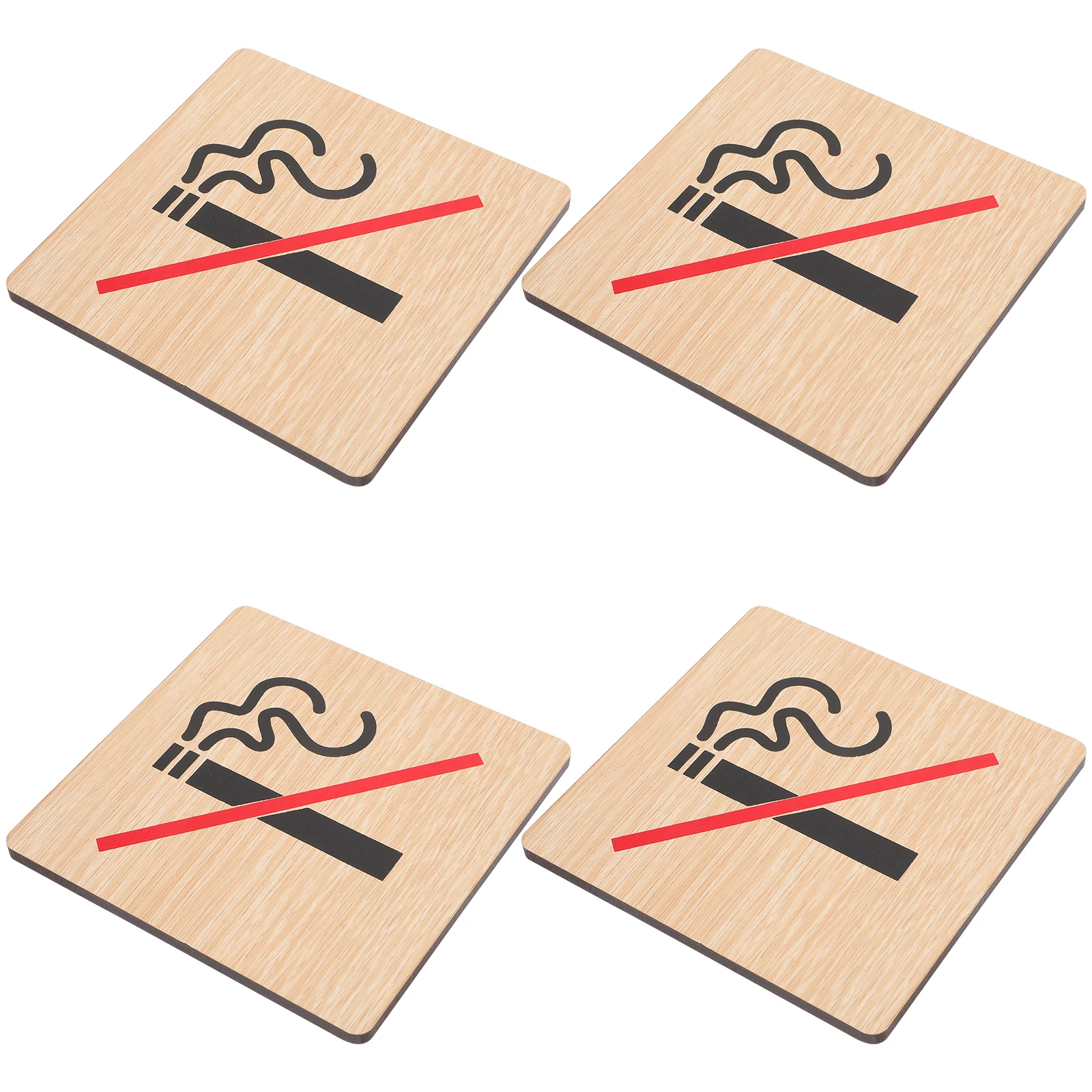

4pcs Wood No Smoking Signs Hotel Restaurant Wall Warning Boards Public Place Reminder Notice Indicators Rectangular