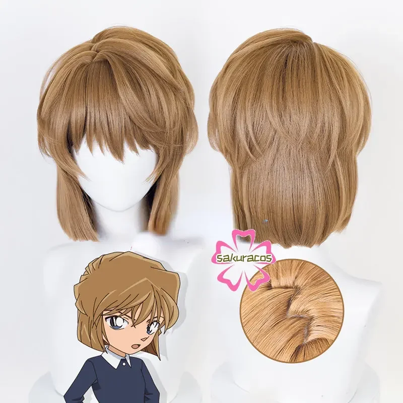 

Haibara Ai Wig Miyano Shiho Sherry Cosplay Brown Short Synthetic Hair Heat Resistant Halloween Role Play Wigs + Wig Cap