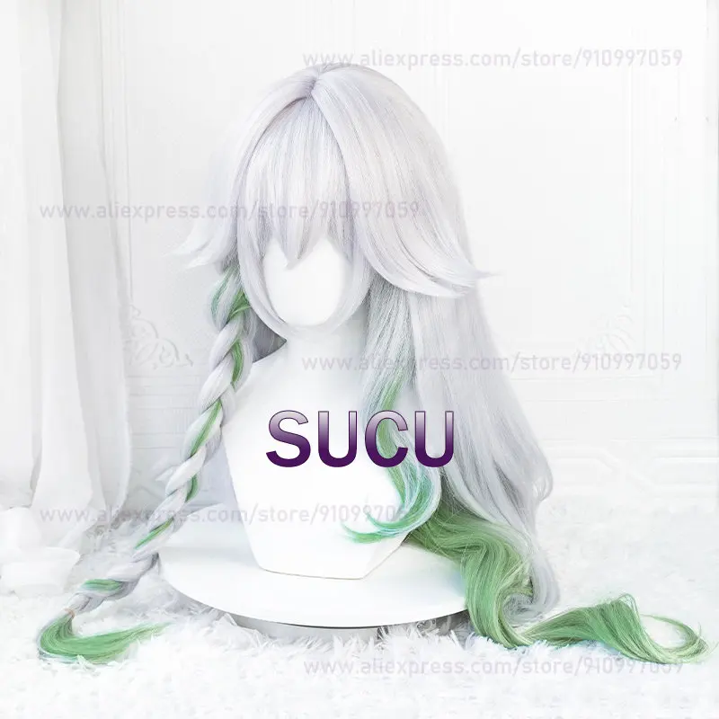 Genshin Impact Anime Wig, The Greater Lord RukkhadevMiCosplay Wig, Heat Degree, Synthetic Hair, Game Ears, 100cm Long