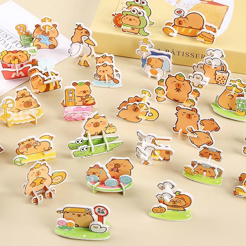 30個入り 3D かわいい漫画風動物 飛行機 車 恐竜 DIY ペーパー ジグソーパズル おもちゃ 子供向け 誕生日パーティーの景品 教室のご褒美