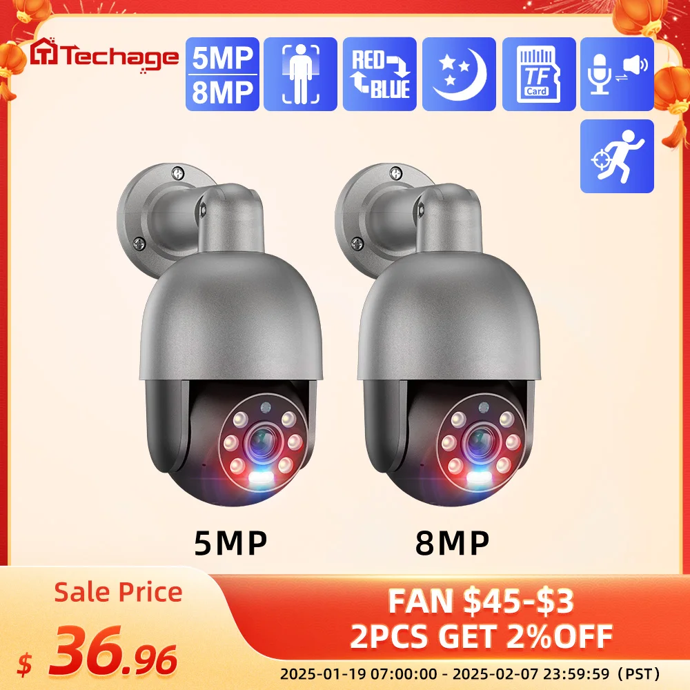 Techage 5MP 8MP PoE PTZнаруяโรякаIсп