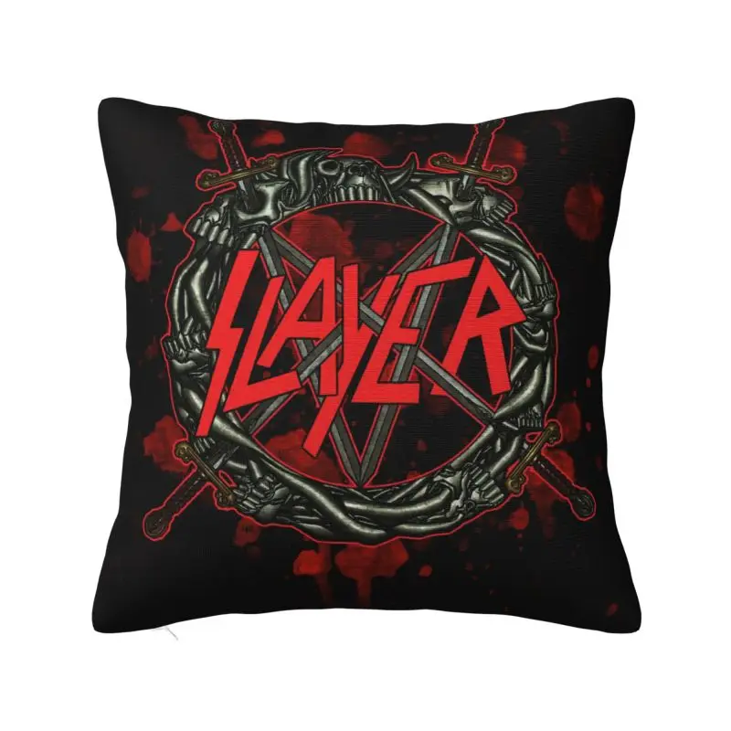 Heavy Metal Rock Slayers Logo Throw Pillow Covers Decor Home Modern Thrash Band Cushion Decoration Salon Square Pillowcase