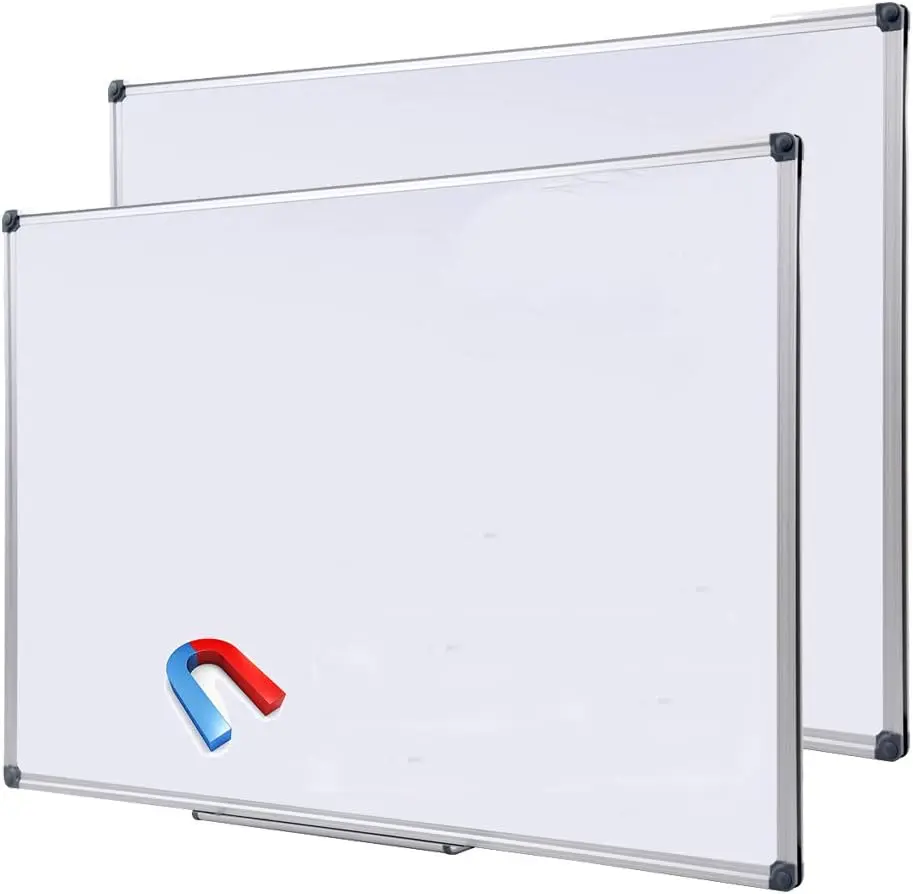 

2-Pack Large Magnetic Dry Erase Board with Marker Tray, Wall-Mounted for Home Office Classroom