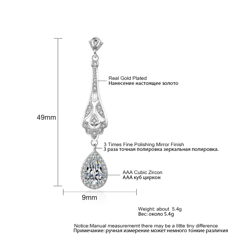 ZAKOL Fashion Top Quality Zirconia Crystal Long Drop Earrings Vintage Teardrop Bridal Party Wedding Jewelry for Women FSEP2171