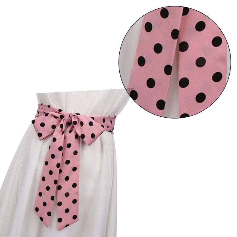 

Trendy Dot Print Necktie/Waist Belt/Thin Scarf for Ladies Banquet Party Necktie