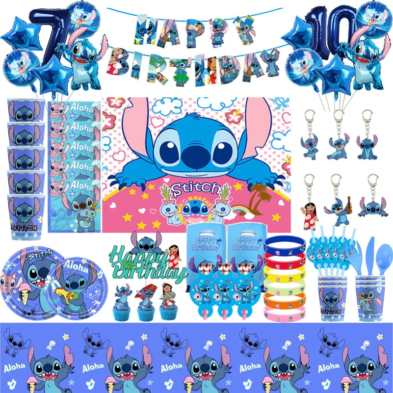 Disney Lilo Stitch Birthday Party Decorations Supplies New Aloha Tablecloth Paper Plates Napinks Cups Balloons Baby Shower Kids