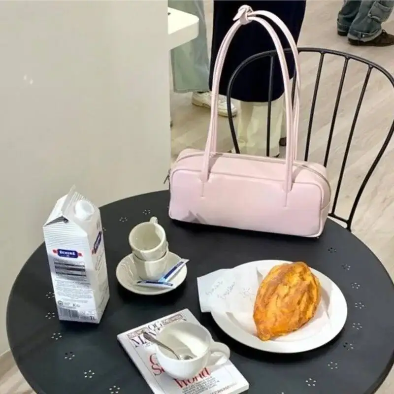 Japanese Style Sweet Cute Bow Shoulder Bags Women Leather Large Capacity Crossbody Ladies Square Casual Gentle Underarm Bag