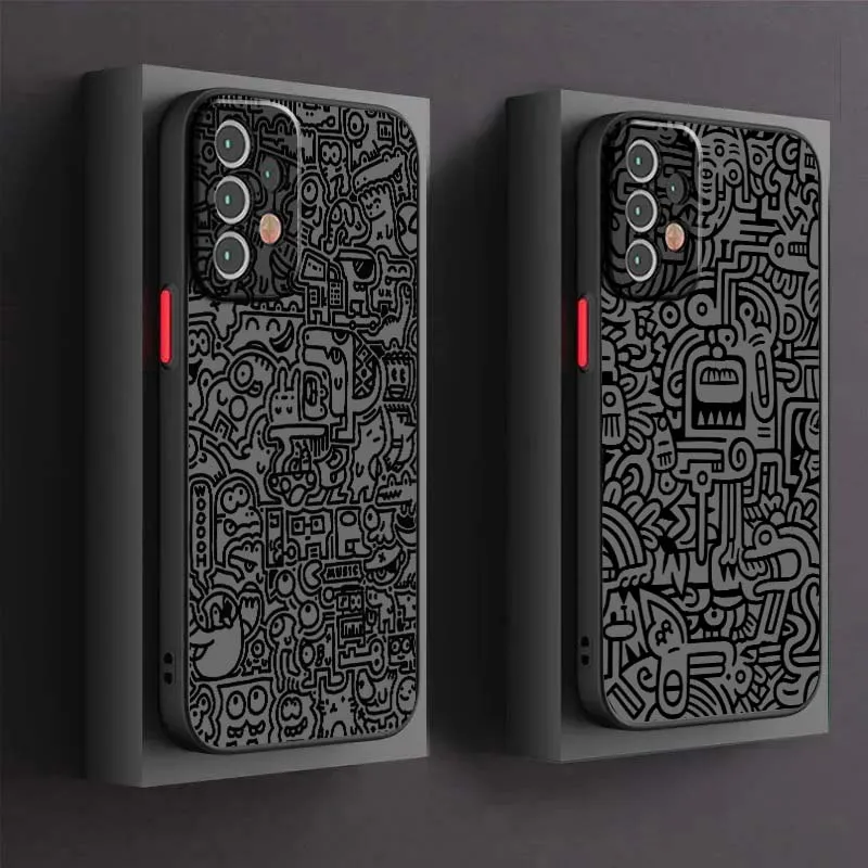 

Artistic graffiti patterns Phone Case For Samsung A73 A72 A71 A55 A54 A53 A52 A51 A35 A25 A15 A14 5G Frosted Translucent