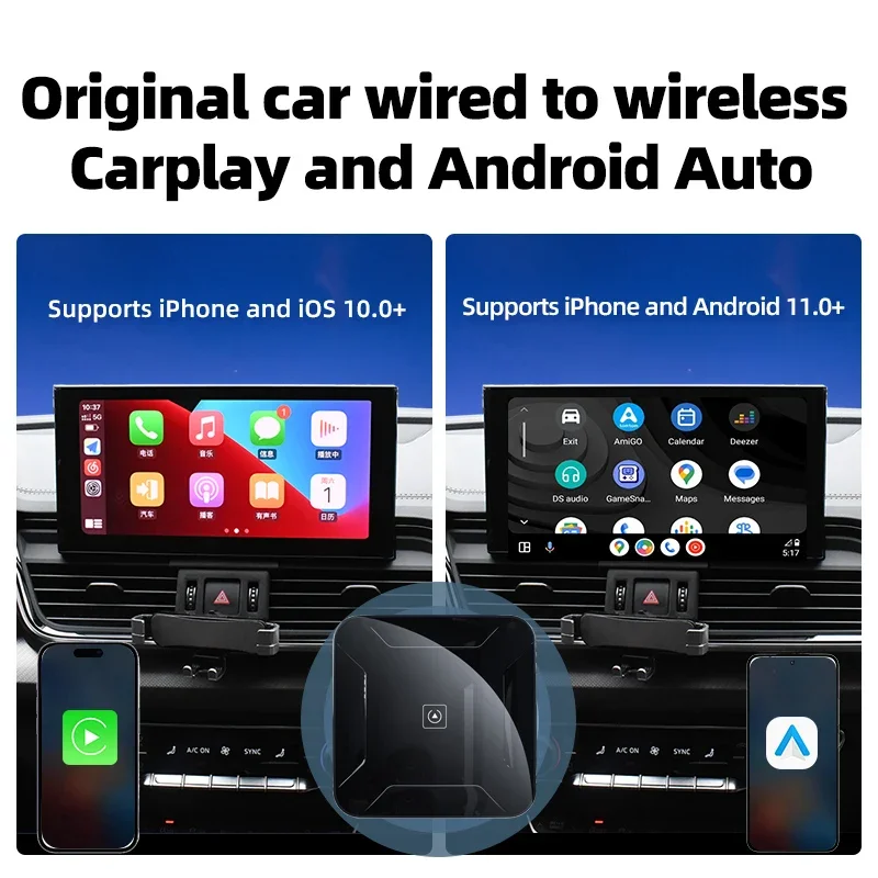 Kebidumei Wireless CarPlay&Android Auto 4-In-1 AI box Voice Plug and Play For Audi Bmw Mazda Toyota Airplay Android Cast