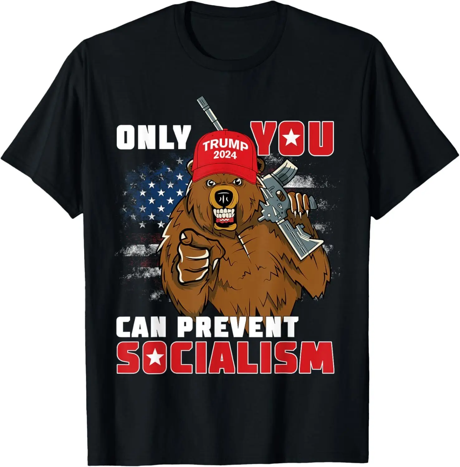 Trump Bear 45 47 MAGA 2024 Only You Can Prevent Socialism T-Shirt