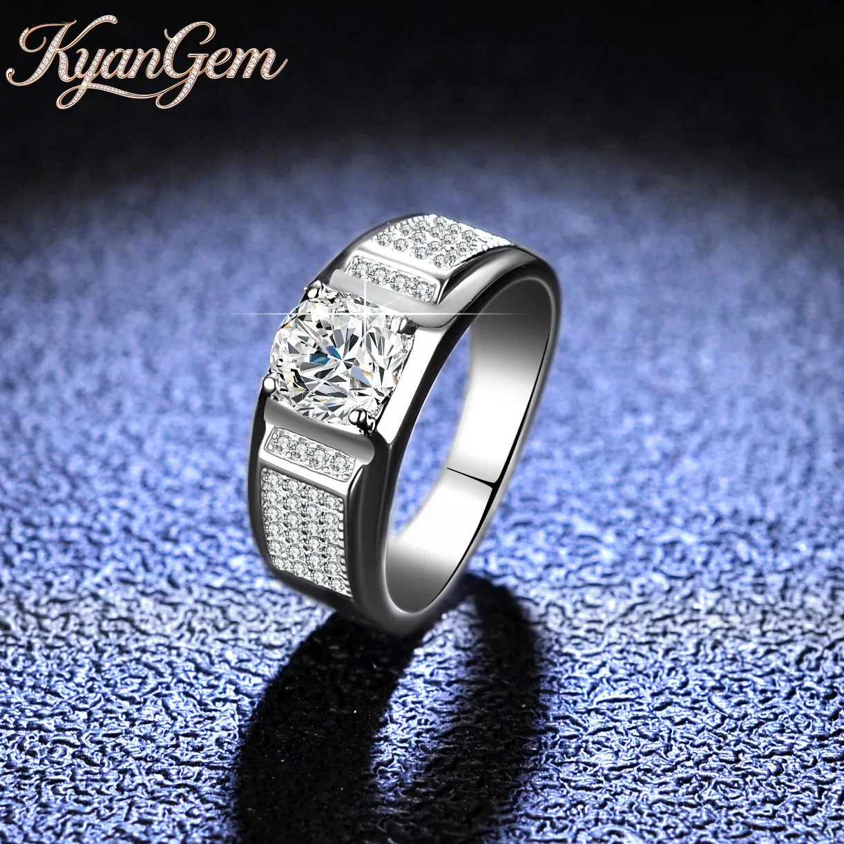 

Мужское кольцо KyanGem из платины PT950 с инкрустацией из муассанита D-цвета 1 карат и золота 18 карат, простое и элегантное, для руководителя, обручальное, ювелирное изделие