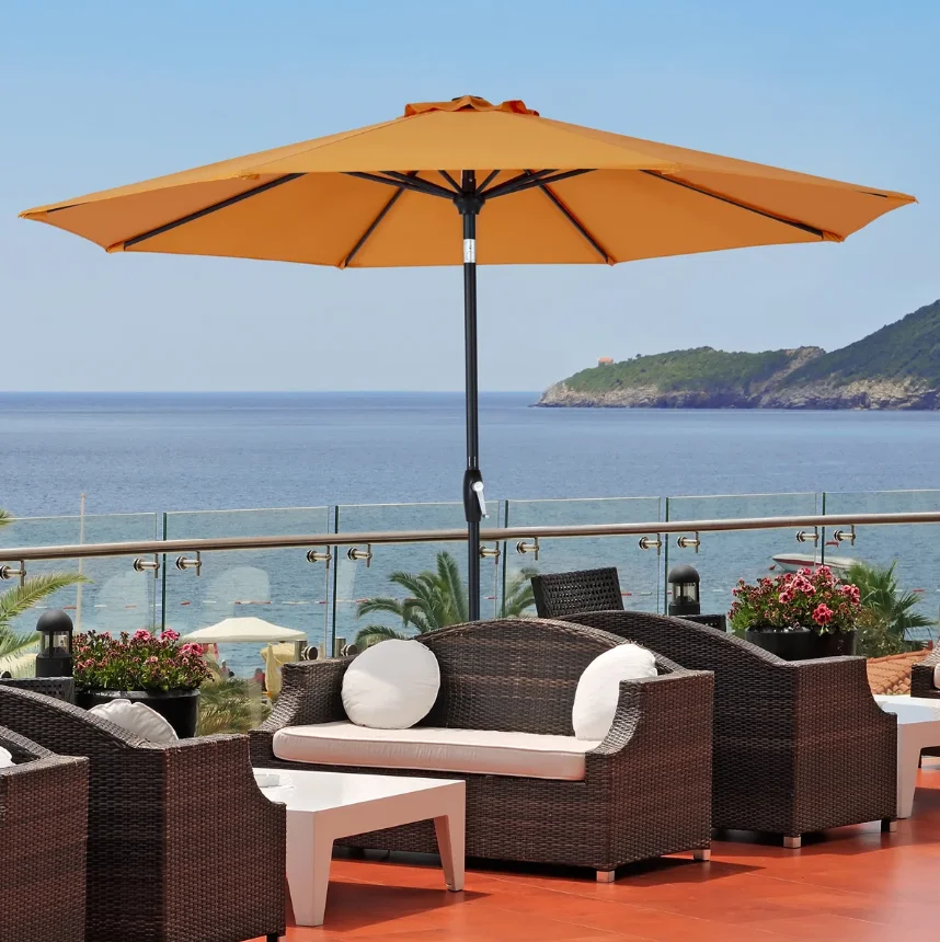 ！@Orange Modern Design Foldable Outdoor Patio Umbrella Powder Coated Steel Frame Waterproof Windproof 1.35m Fishing Umbrella