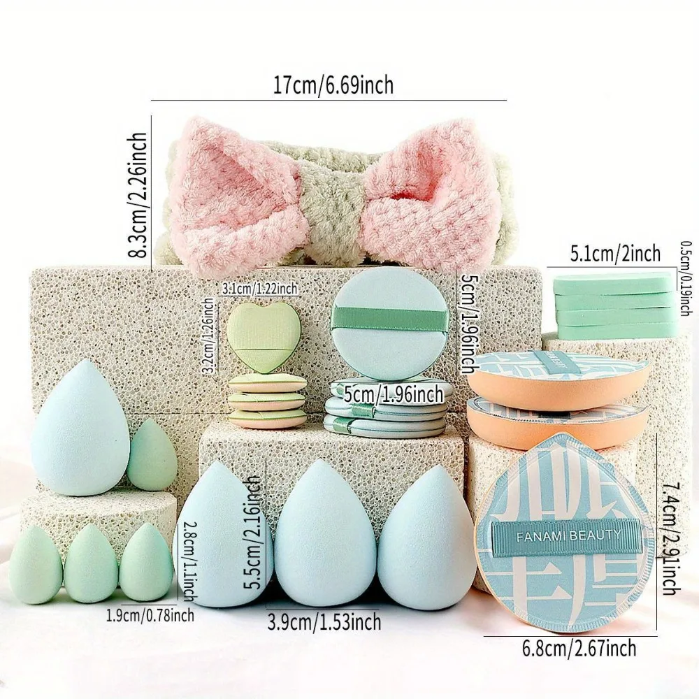 24/33-teiliges Premium-Make-up-Set mit Make-up-Reinigungswerkzeugen, Gesichtswasch-Stirnband, Puderquasten, Schwämme, reisefreundliches Beauty-Set