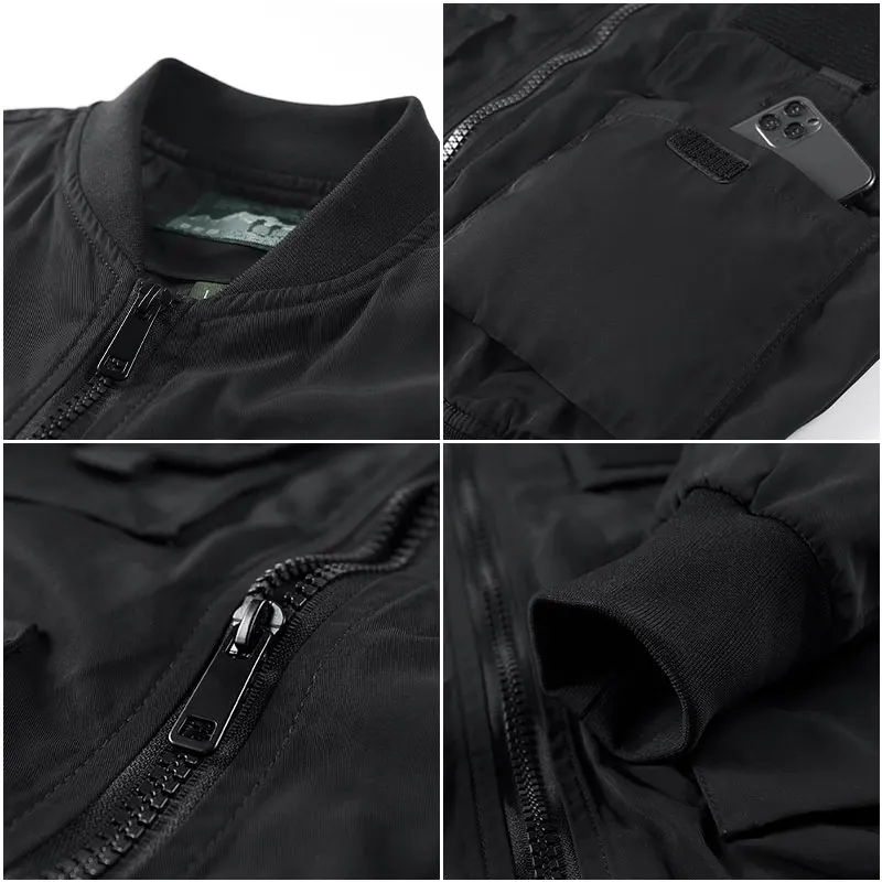 IPPOLICH Giacca bomber da uomo Outdoor Street Tinta unita Capispalla Elegante multitasche Cappotti da lavoro Uomo Bomber americano