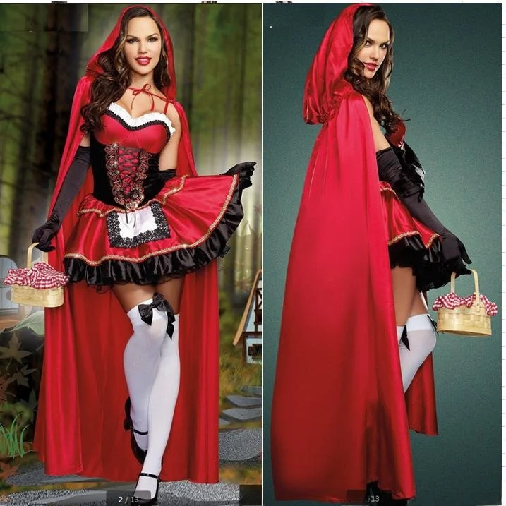 Halloween Little Red Riding Hood Witch Costume Women's Dress Traditional Chinese Stage Performance Clothing Autumn Fashion