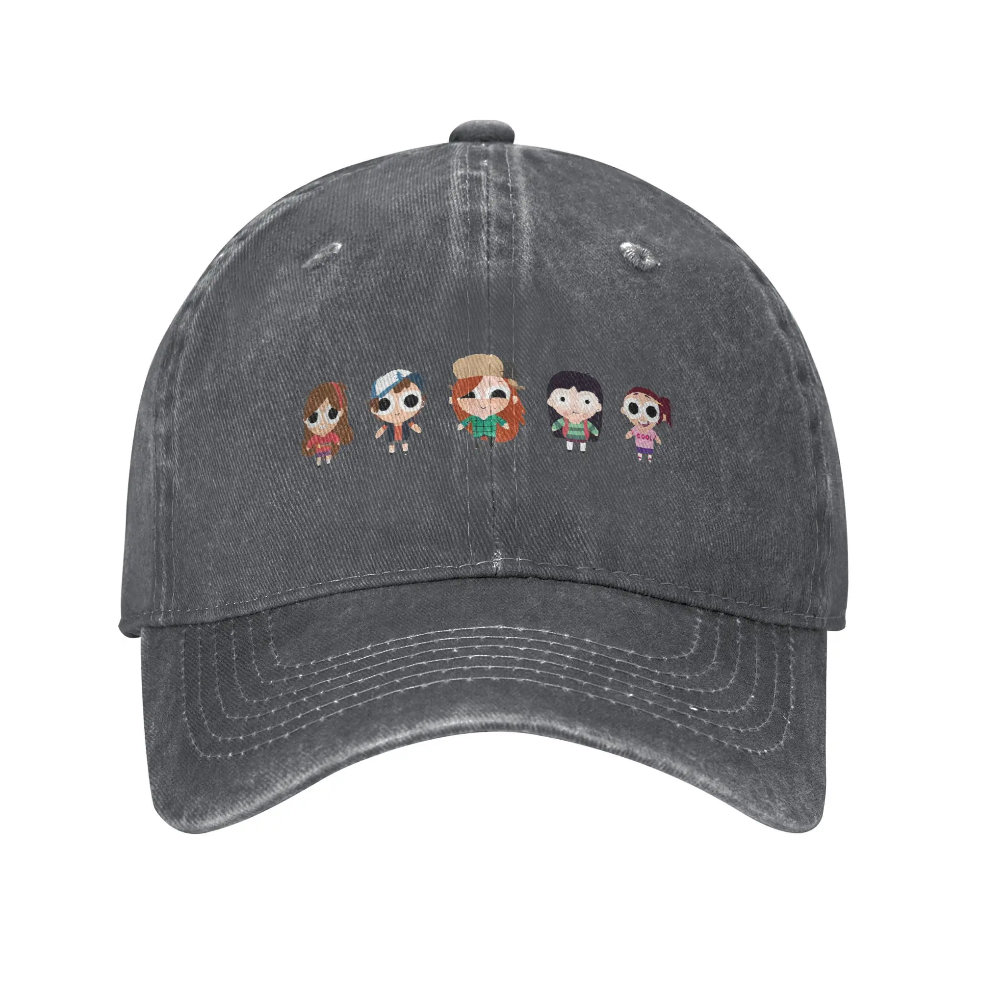 Gravity Falls Team Dipper Mabel Pines Men Women Baseball Caps Cartoon Distressed Washed Hat Vintage Outdoor Adjustable Headwear