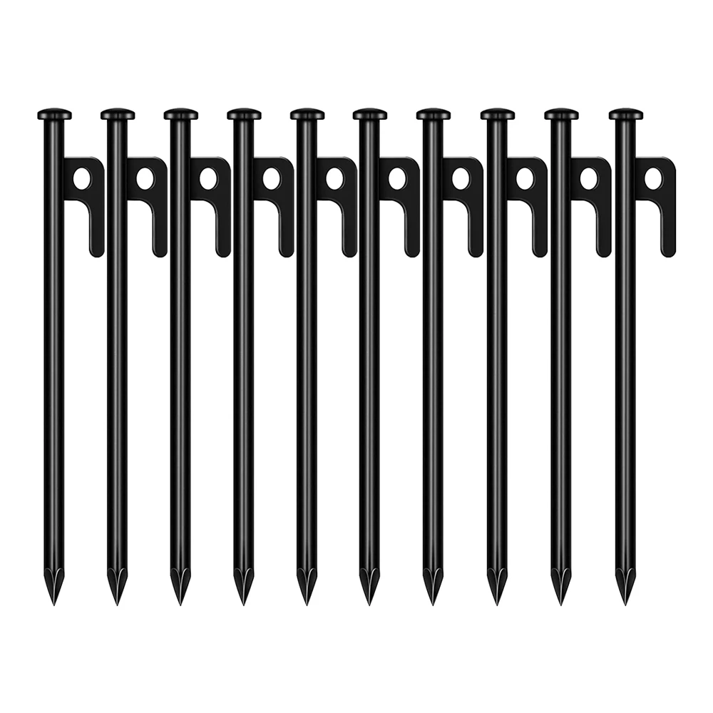 20CM/25CM Tent Stakes, 10Pcs/Lot Heavy Duty Camping Stakes Forged Steel Tent Pegs Camping Stakes for Hard Ground