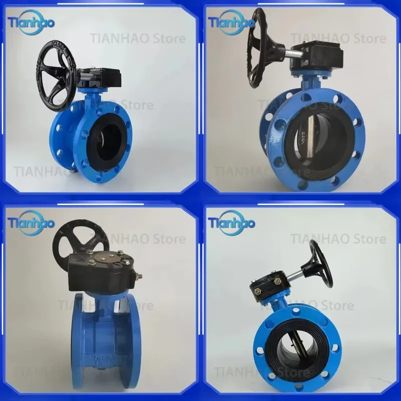 Butterfly Valve with Worm Gear and Rubber Lining for QT450 Ductile Iron Double Flange PN16