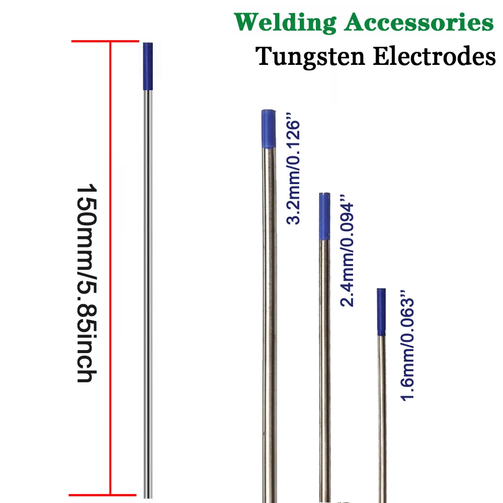 Consumible de antorcha de soldadura TIG de argón, 17 piezas, 1,6mm/2,4mm/3,2mm, electrodos de tungsteno, cuerpo de pinza, boquilla de alúmina, tapa trasera para WP17/18/26