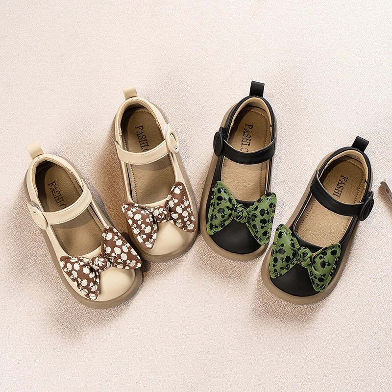 

2025 New Baby Girls Leather Shoes Spring and Autumn Soft Bottom Princess Bow-knot Casual Toddlers Kids Fashion Baby Walkers