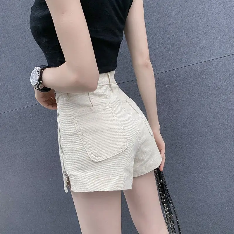 2025 High Waist Slimming Denim Shorts Summer Zipper New Korean Style Loose Pants Hot Shorts Thin