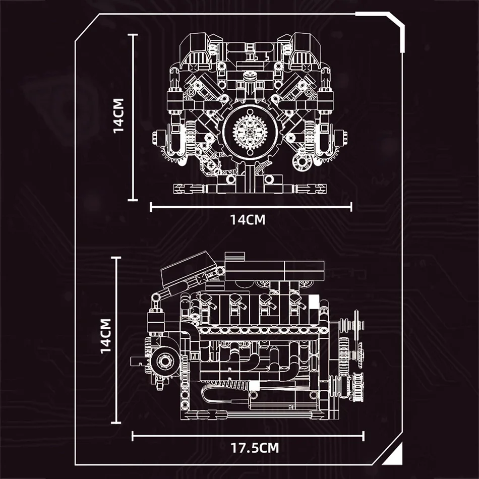 MOC Technische Supercar Gemotoriseerde FLM V8 Motor Bouwstenen Auto Deel Elektrisch Aangedreven Motor Bakstenen Montage Speelgoed Kid Gift