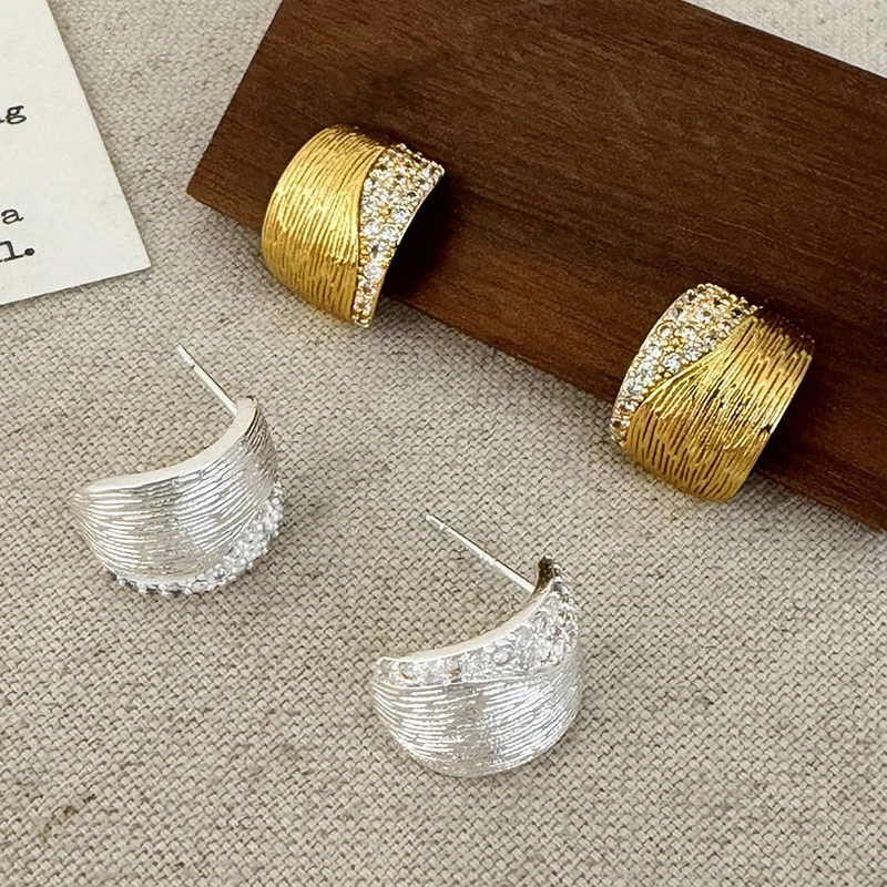 

PONYKISS Tibetan Silver 18K Gold Plated Zircon Letter C Stud Earrings for Women Trendy Fashion Jewelry Light Luxury Accessories