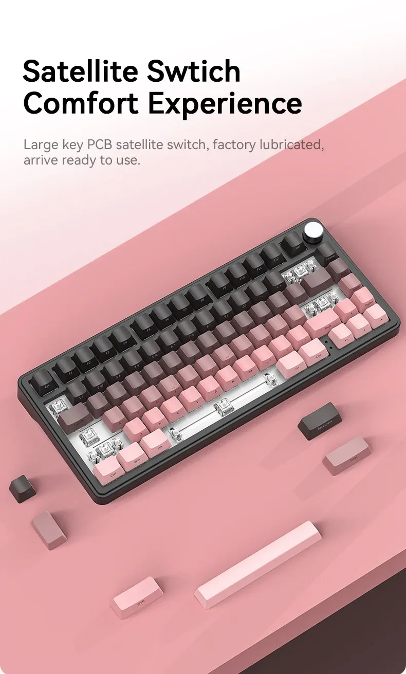X85 Wireless Mechanical Gaming Keyboard,TKL 82 Keys,Gasket Structure,Knob,RGB Hot Swappable Custom Keyboard
