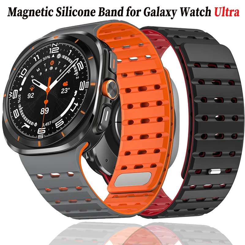 Magnetisches Silikonarmband für Samsung Galaxy Watch Ultra 2025 Sportarmband für Galaxy Ultra 47mm Nahtloses Armband für Männer und Frauen Correa