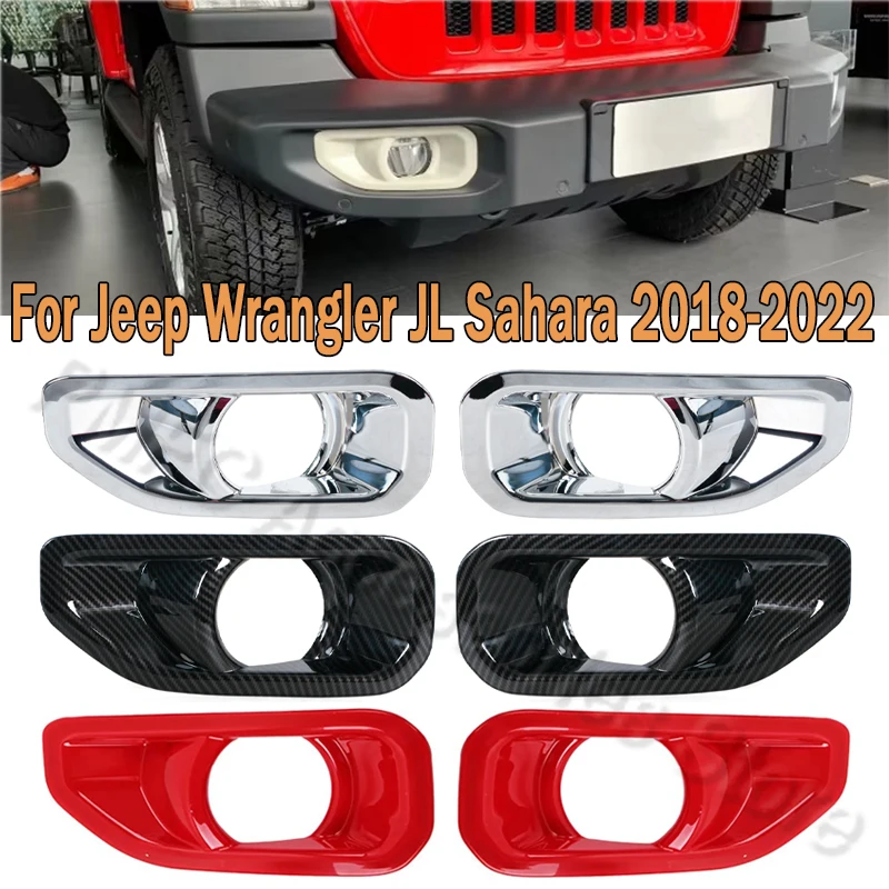 Fog Lights Cover Sticker Headlight Trim Frame Car Accessories  For Jeep Wrangler JL Sahara 2018 2019 2020 2021 2022 For Car