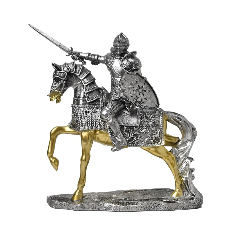 Order of Knights Creative Figure Statue Heavy Armored Resin Knight Sculpture Desk Room Aesthetic
