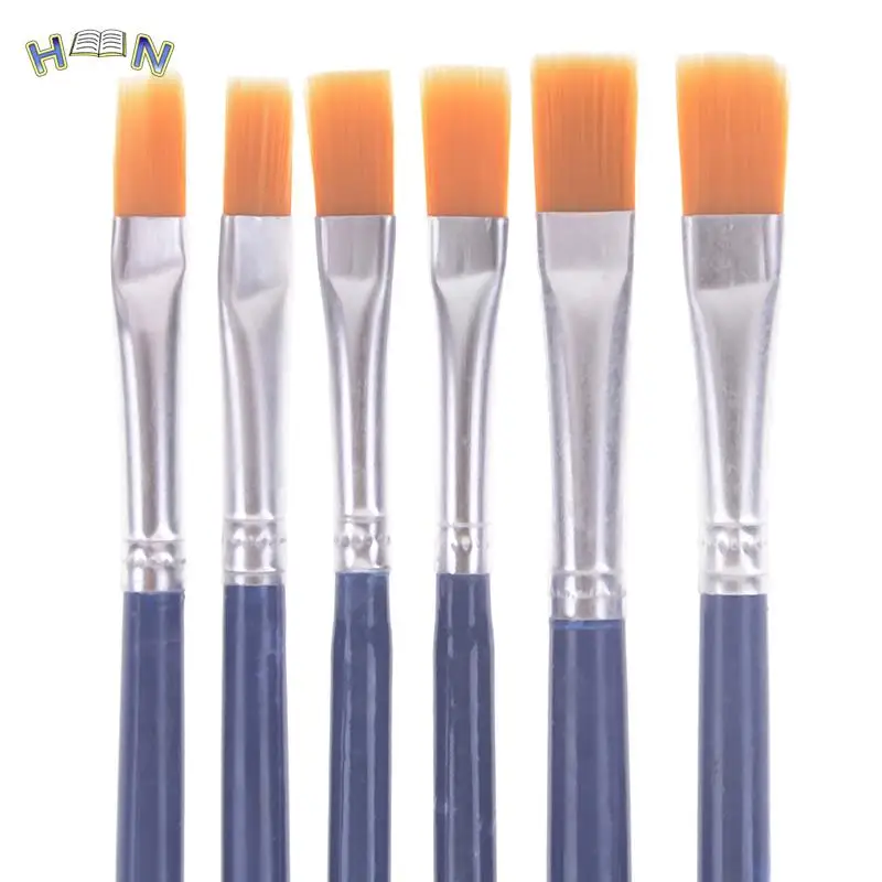 6Pcs/Set Watercolor Gouache Paint Brushes Different Shape Round Pointed Tip Nylon Hair Painting Brush Set Art Supplies