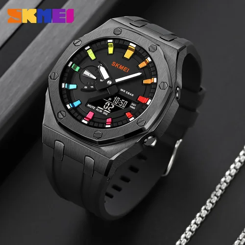 Imagen 2 del producto Reloj SKMEI 2243 para hombre, reloj electrónico para estudiantes, reloj electrónico deportivo multifuncional resistente al agua con brillo nocturno
