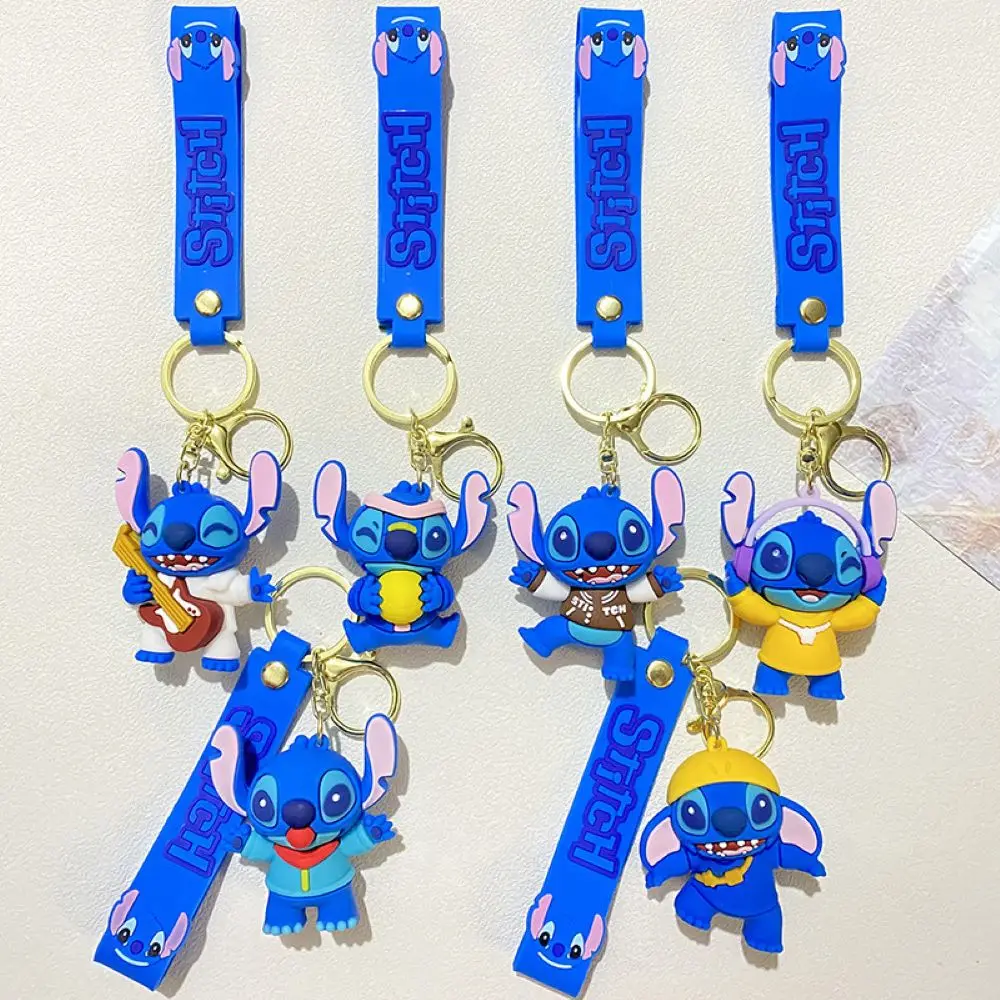 MINISO 1-6pcs Disney cartoon Lilo & Stitch Keychain Fashion pendant for couples Kawaii decorated keychain birthday gift