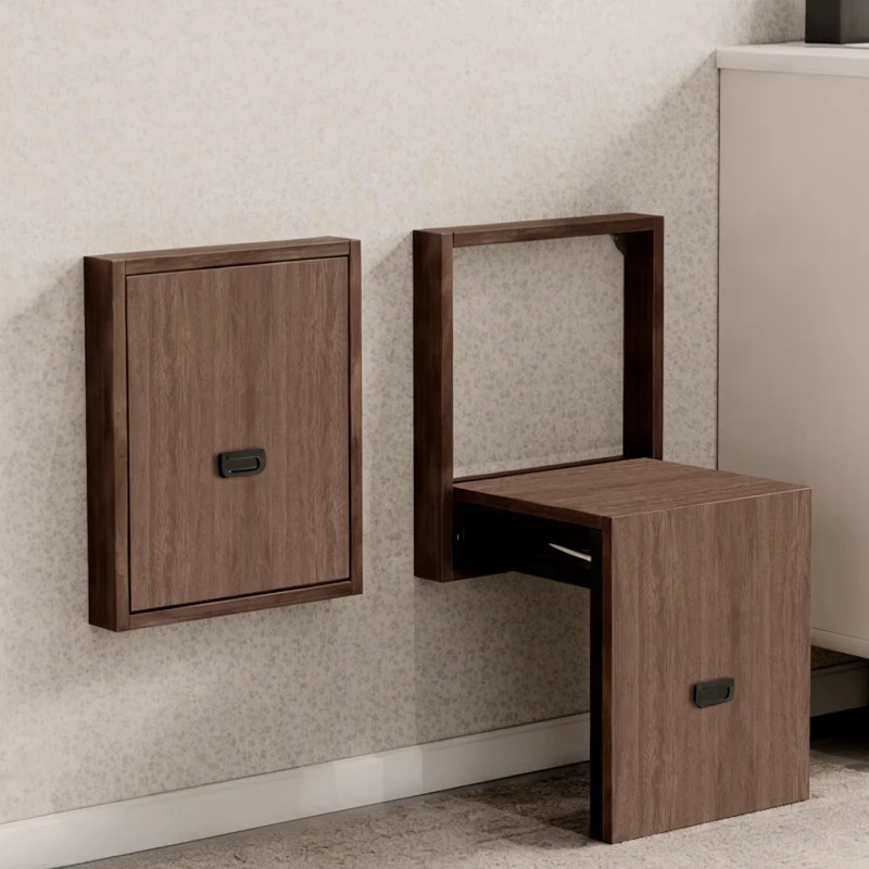 

‌ Компактная складная настенная скамья для прихожей, минималистичная скрытая скамья-трансформер, невидимая полка для обуви, домашняя мебель, пуфы