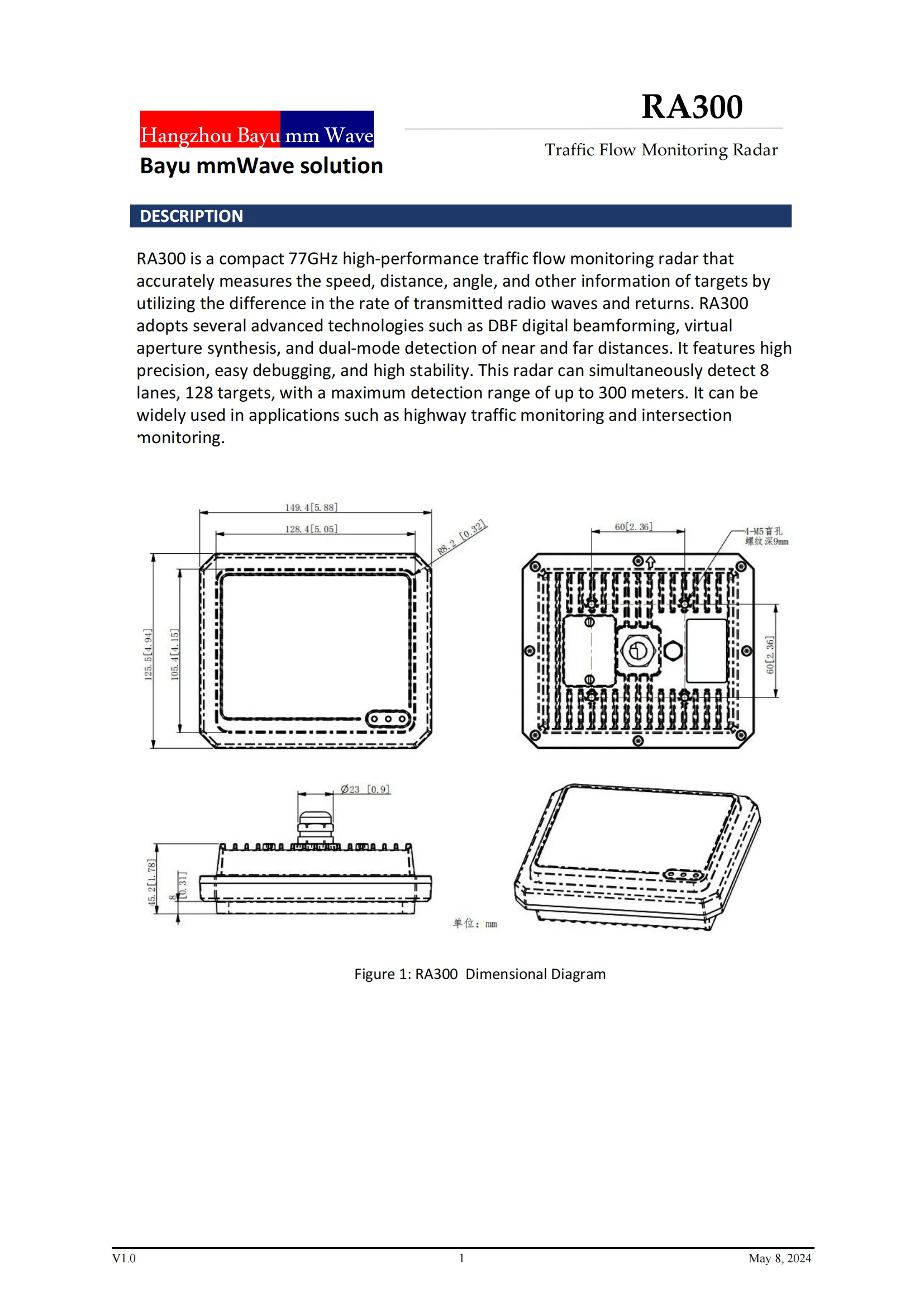 High Performance 77GHz Traffic Flow Monitoring Radar for Highway Crossing Monitoring and Intersection Monitoring